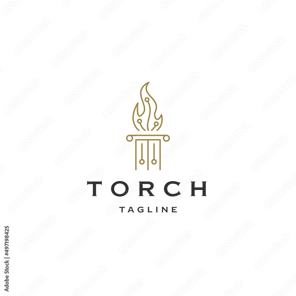 Torch line logo icon design template flat vector Torch line logo icon design template flat vector