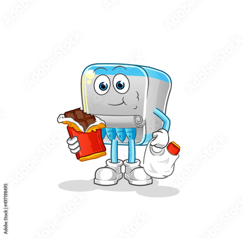 canned fish eat chocolate mascot. cartoon vector