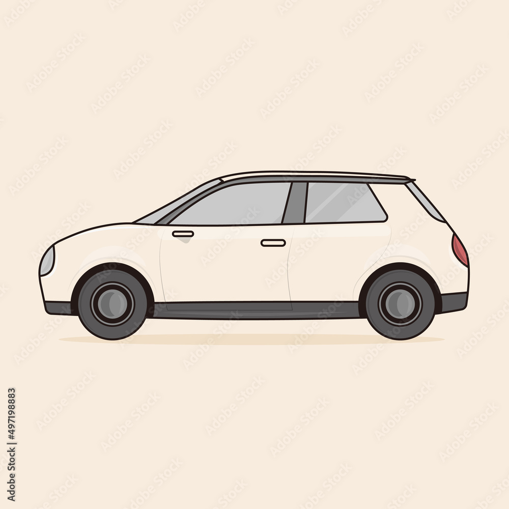 Vector illustration of a cream car.