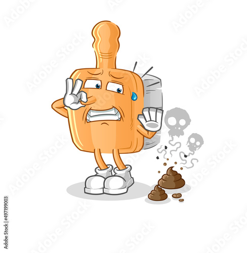 wooden brush with stinky waste illustration. character vector