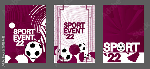 Football, Qatar World Cup 2022 poster. Banner template for soccer event. Design with dynamic shapes. Social media post for invitation, awards or covers.