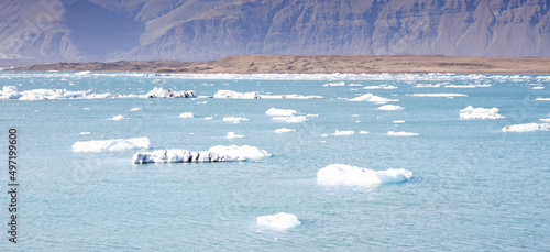 Jokulsarlon, the largest glacier lagoon or lake in south eastern Iceland photo