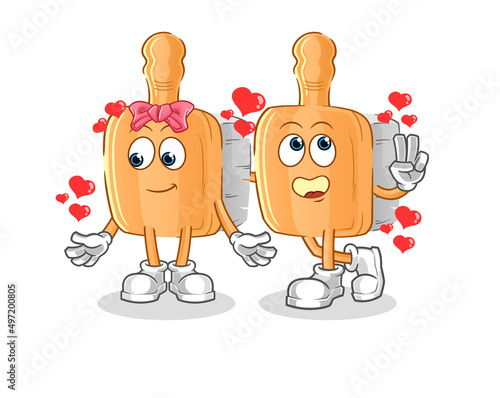 wooden brush dating cartoon. character mascot vector