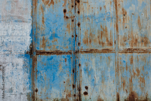 blue iron sheet worn by rust.Aged texture