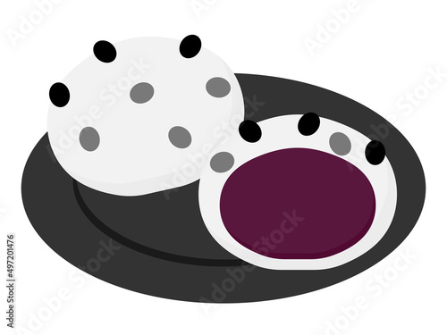 豆だいふく　灰色のお皿