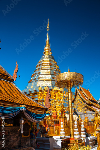  Aerial view of Wat Phra That Doi Suthep temple in Chiang Mai, Thailand