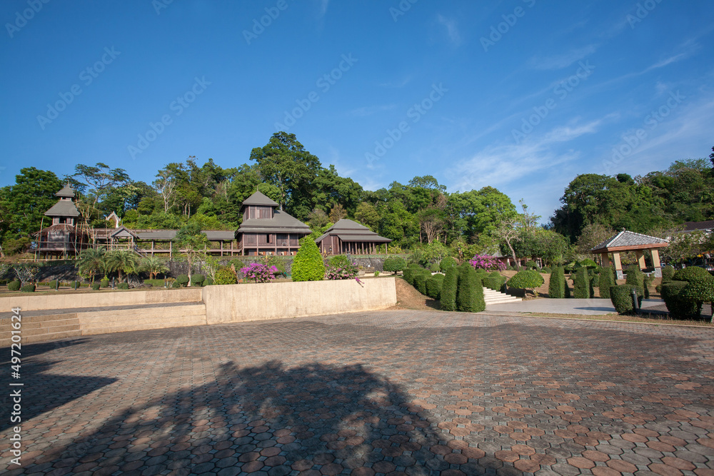 Rattana Rangsan Palace, is a modern replica of a 19th-century palace with Ranong history exhibits and paths in tree-filled gardens in Ranong Province, Thailand