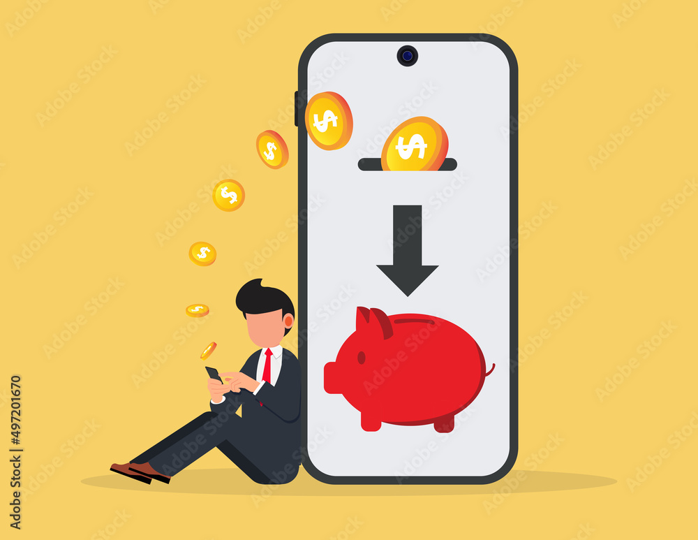 Saving Money Online mobile Phone. Saving money for depositing money online,business Ideas and finance Saving Money Online mobile Phone. Saving money for depositing money online,business Ideas and finance