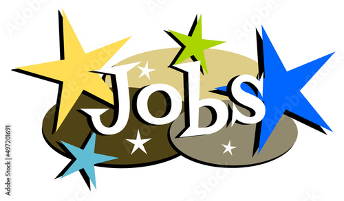 Retro mid-century modern jobs label