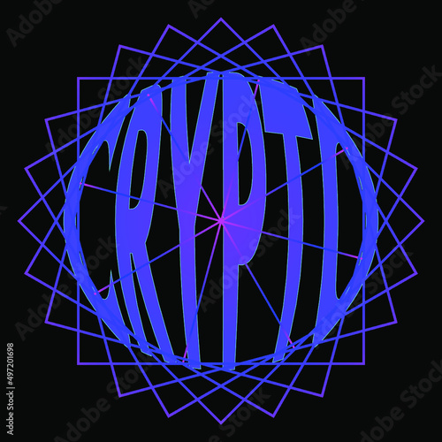 abstract lettering of the crypto logo on a dark background