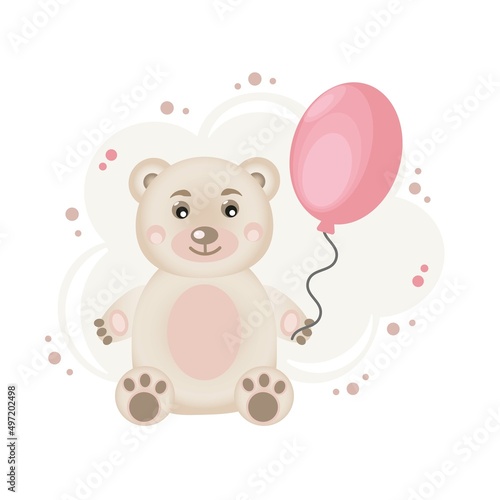 teddy bear with pink balloon