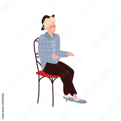 Fototapeta Naklejka Na Ścianę i Meble -  guy sitting on chair