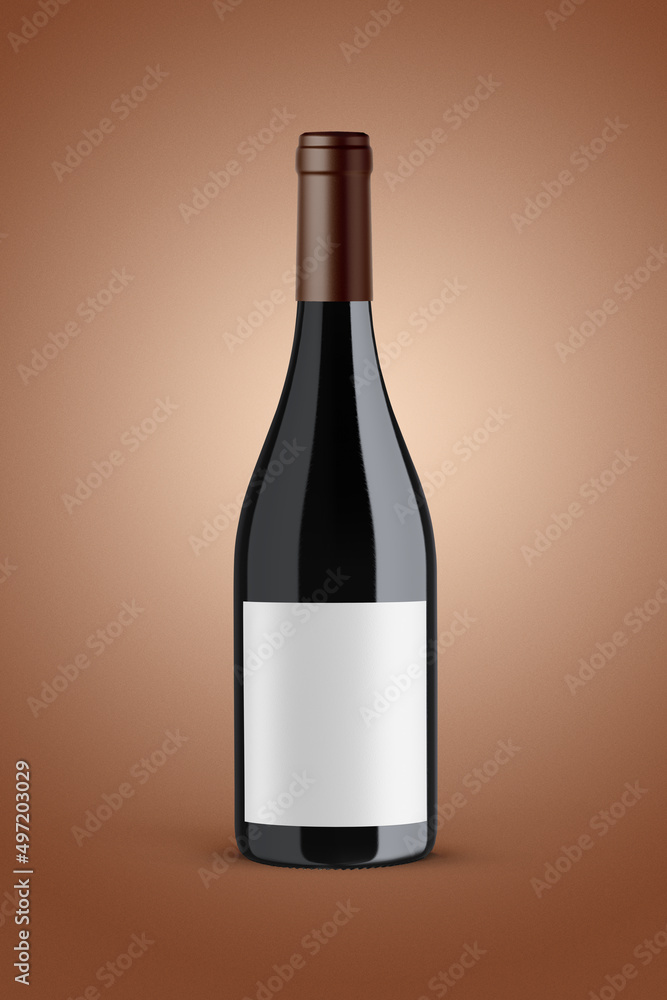 A bottle of red wine isolated on a brown background for mockup presentation projects. A bottle of red wine isolated on a brown background for mockup presentation projects.
