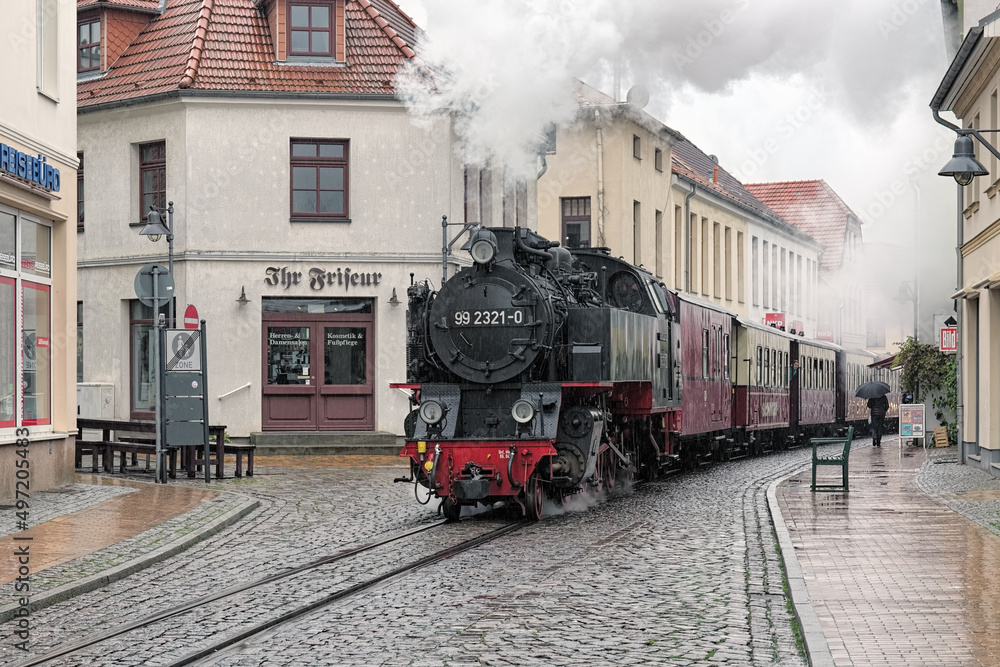 Bad Doberan, Germany. Steam train of the narrowgauge railway 