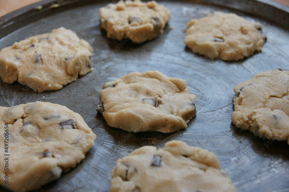 chocolate chip cookie recipe, Making tasty chocolate chip cookies in the kitchen. 
