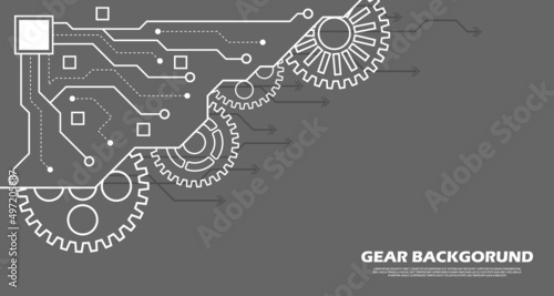 Futuristic geometric data abstract cogwheel pattern. on gray technology background ep.6