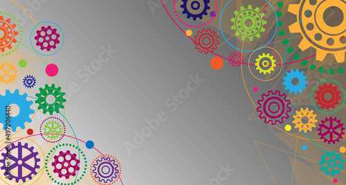 Network model, path, technology of the future gear wheel pattern on the background EP.7