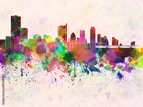 Austin skyline in watercolor background © Paulrommer