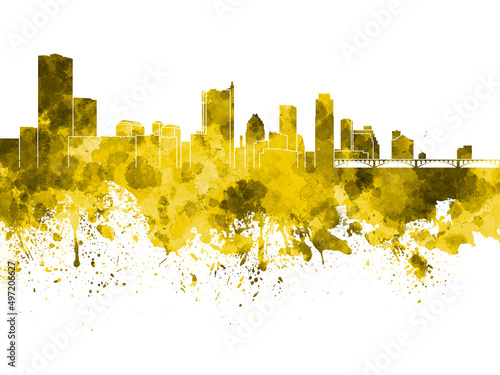 Austin skyline in watercolor on white background