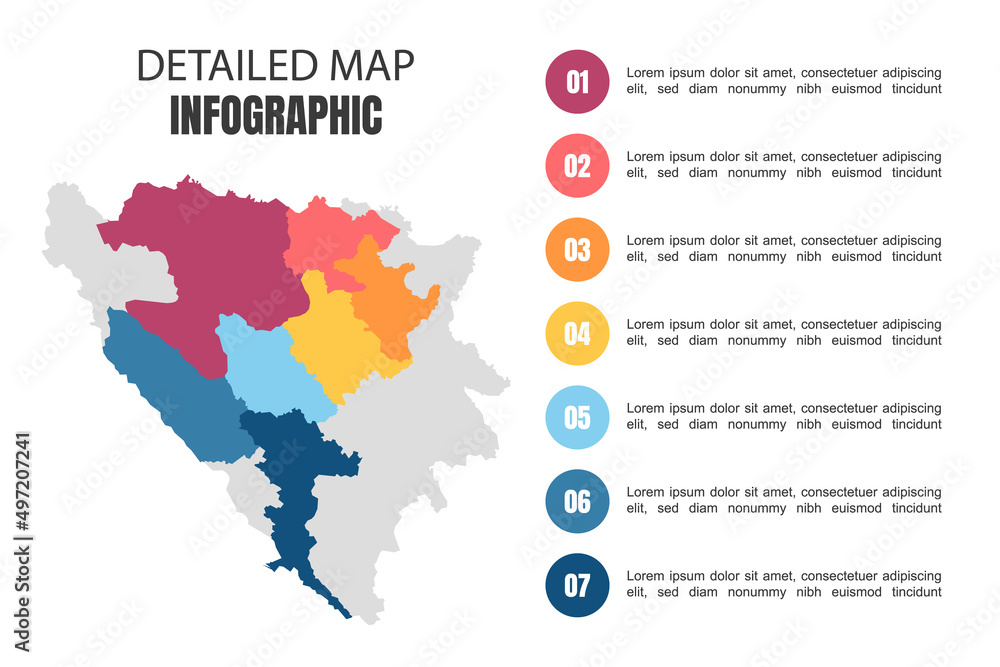 Modern Detailed Map Infographic of Bosnia Herzegovina
