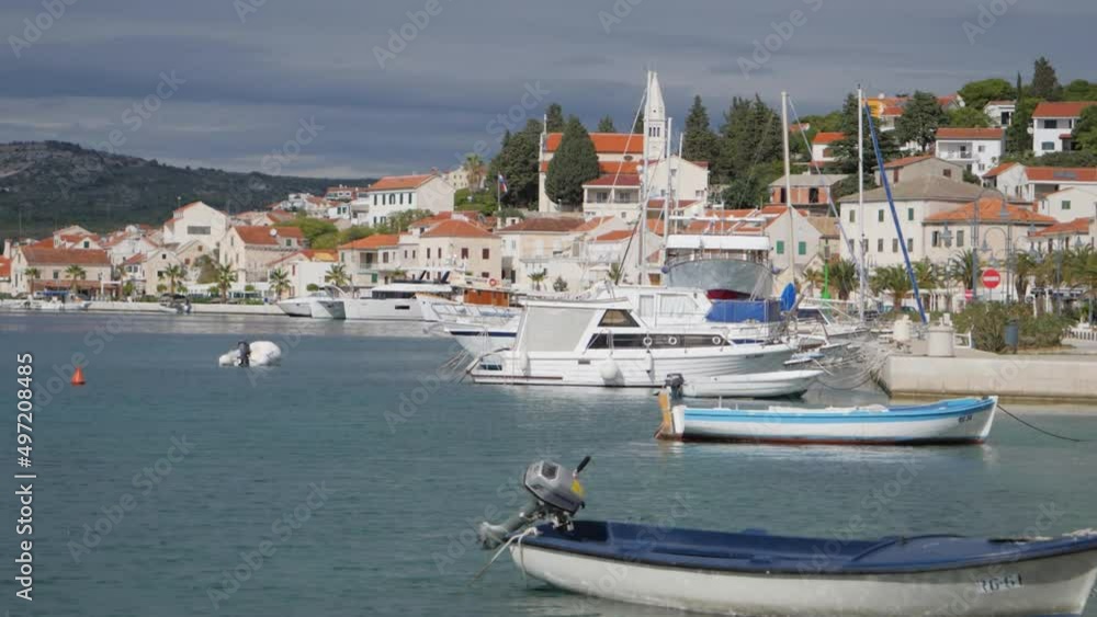 Rogoznica city bay coastline, slow motion. Rogoznica city bay coastline, slow motion.