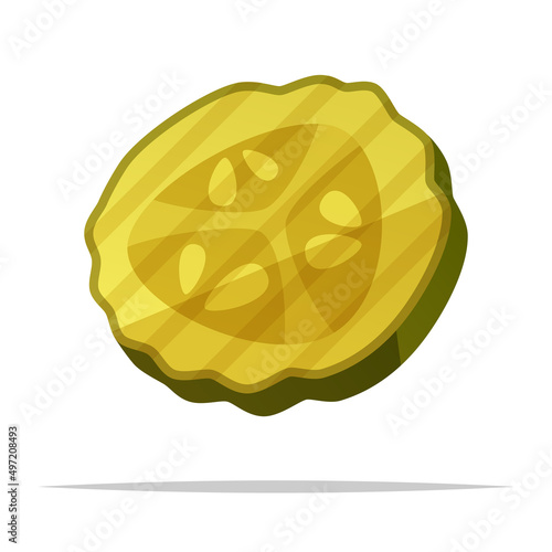 Slice of pickled cucumber vector isolated illustration