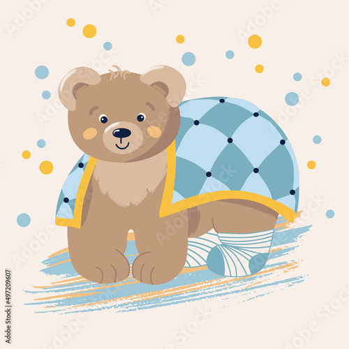 Cute bear with a blanket