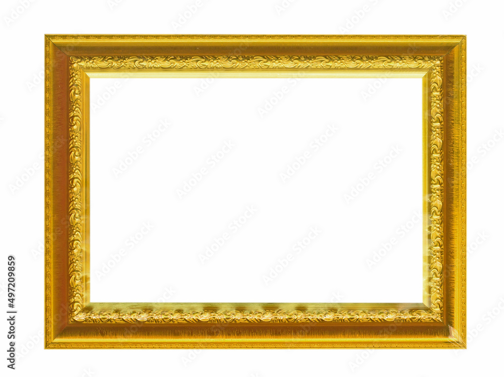 The antique gold frame isolated on the white background ,clipping path included for design. The antique gold frame isolated on the white background ,clipping path included for design.