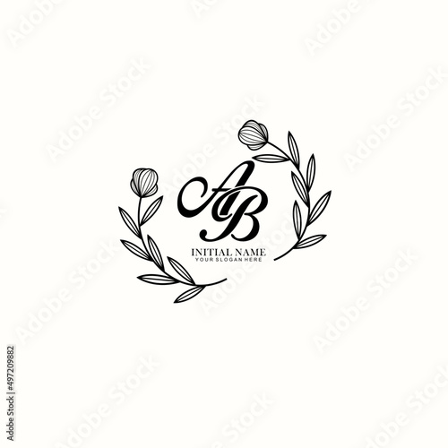 AB Initial letter handwriting and signature logo. Beauty vector initial logo .Fashion  boutique  floral and botanical