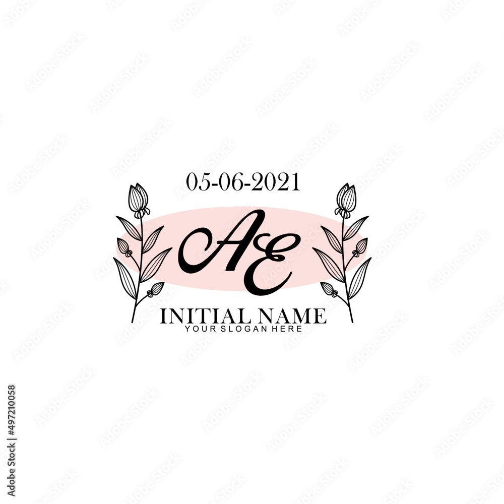 AE Initial letter handwriting and signature logo. Beauty vector initial logo .Fashion  boutique  floral and botanical