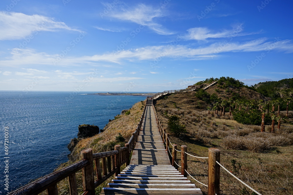 Obraz premium fascinating seascape with walkway and clouds