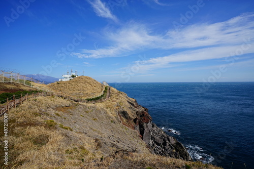 fascinating seascape with walkway and clouds