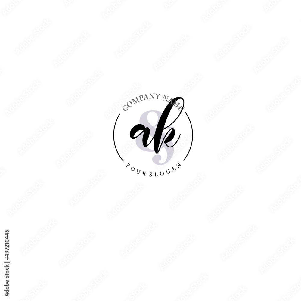 AK Initial letter handwriting and signature logo. Beauty vector initial logo .Fashion boutique floral and botanical AK Initial letter handwriting and signature logo. Beauty vector initial logo .Fashion boutique floral and botanical