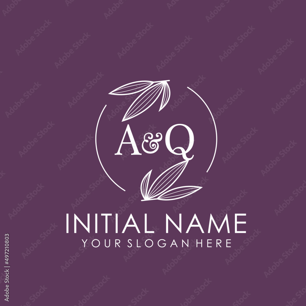 AQ Beauty vector initial logo art  handwriting logo of initial signature, wedding, fashion, jewelry, boutique, floral
