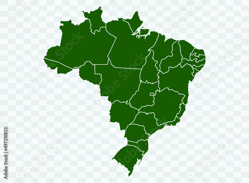 Brazil map Green Color on White Backgound Png © bai