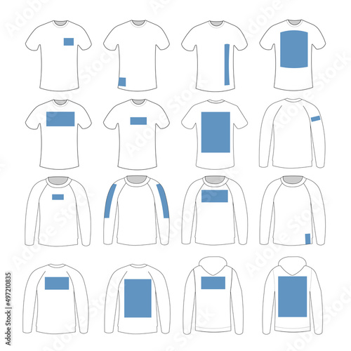 print vector icon print on clothes in different styles print on clothes print in different parts of clothes eps10