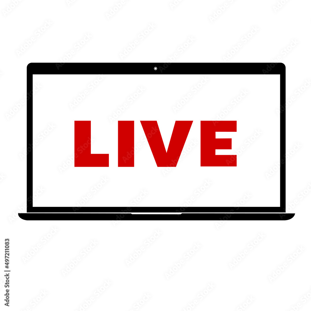 live stream red icon on computer eps 10