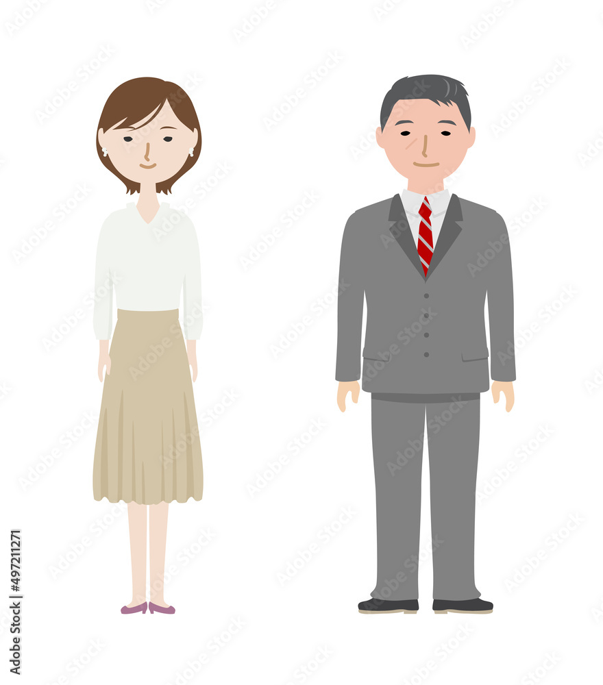 直立しているアナウンサーたち 直立しているアナウンサーたち