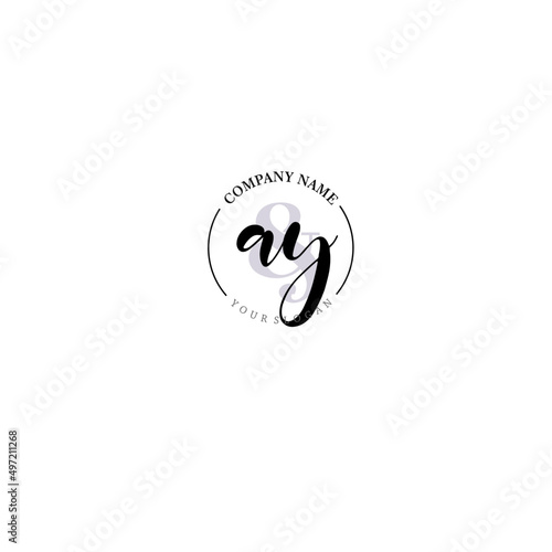 AY Initial letter handwriting and signature logo. Beauty vector initial logo .Fashion  boutique  floral and botanical