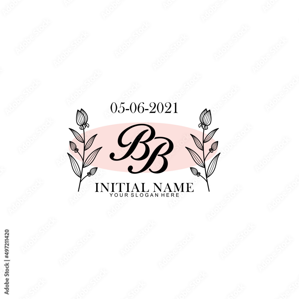 BB Initial letter handwriting and signature logo. Beauty vector initial logo .Fashion  boutique  floral and botanical