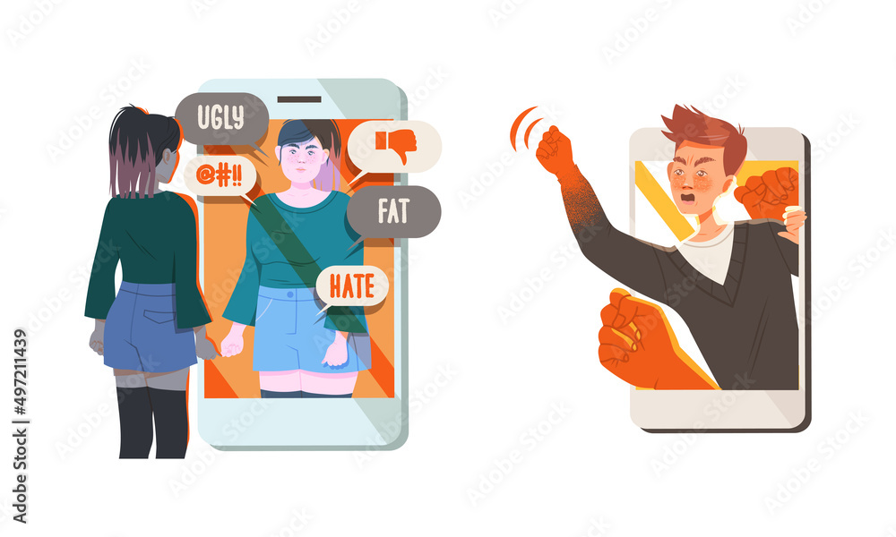 Cyberbullying in social networks. People suffering from online abuse ...