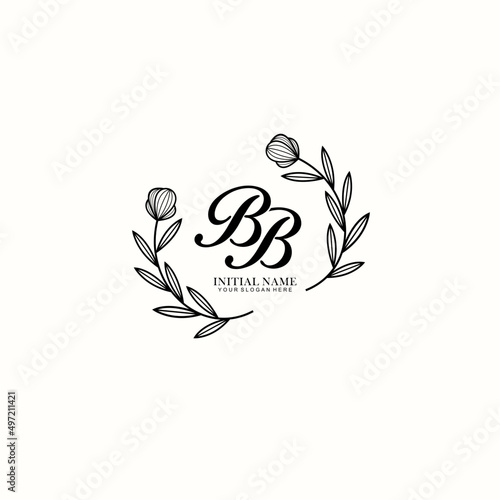 BB Initial letter handwriting and signature logo. Beauty vector initial logo .Fashion boutique floral and botanical