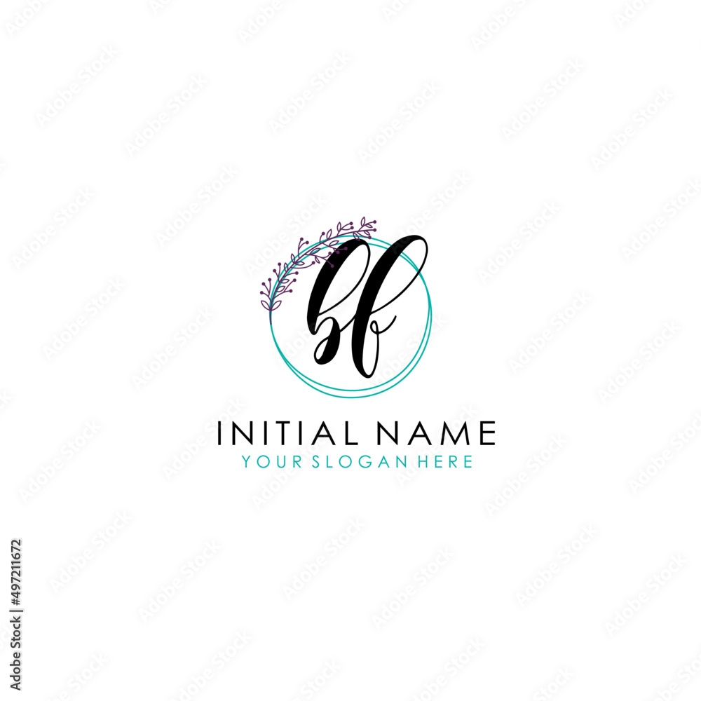 BF Initial letter handwriting and signature logo. Beauty vector initial logo .Fashion  boutique  floral and botanical
