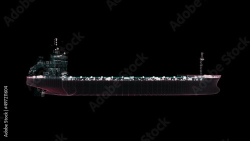 Oil tanker Hologram. Energy and Technology Concept