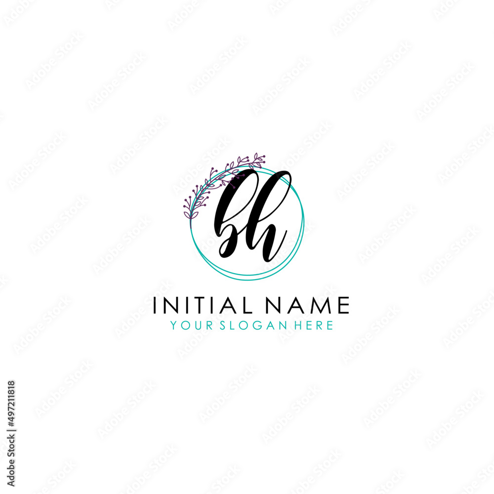 BH Initial letter handwriting and signature logo. Beauty vector initial logo .Fashion boutique floral and botanical BH Initial letter handwriting and signature logo. Beauty vector initial logo .Fashion boutique floral and botanical