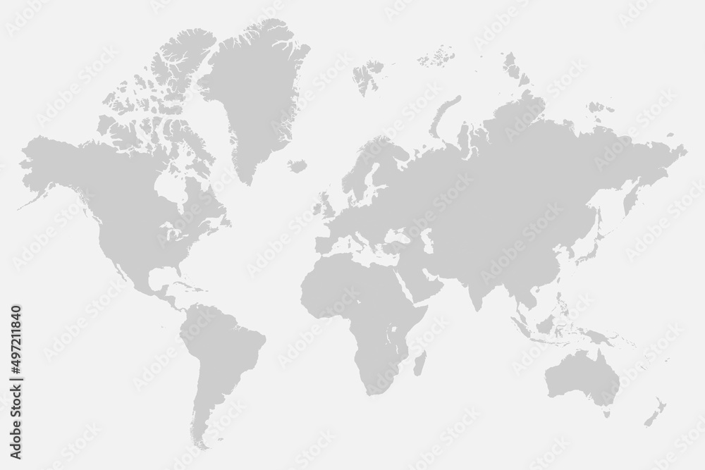 Grey map of the world. High detail world map