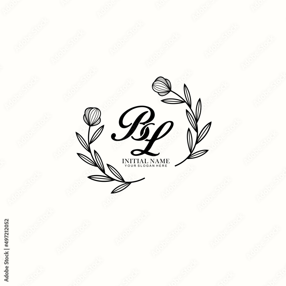 BL Initial letter handwriting and signature logo. Beauty vector initial logo .Fashion  boutique  floral and botanical