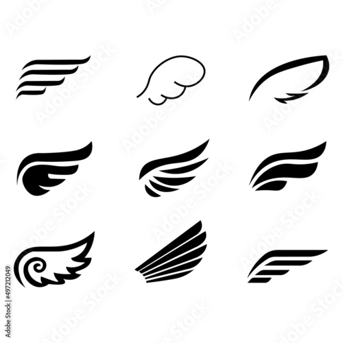 wings outline set vector icon eps10