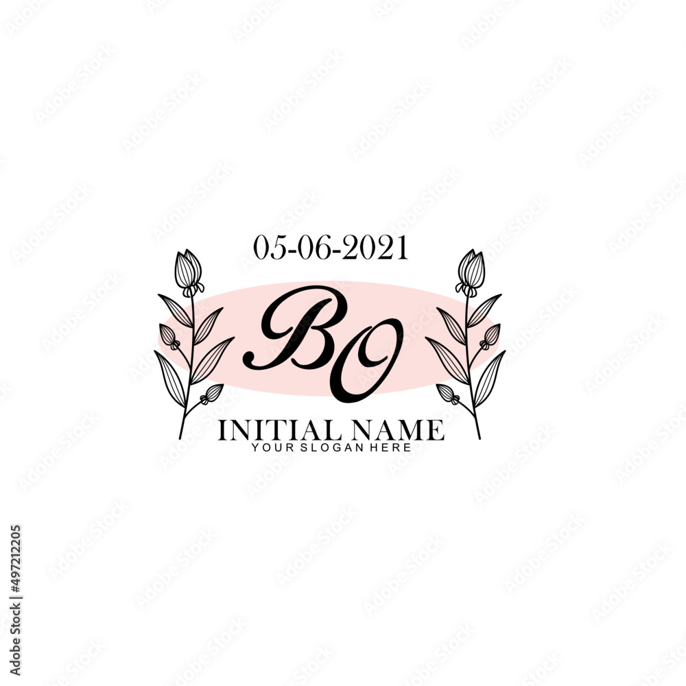 BO Initial letter handwriting and signature logo. Beauty vector initial logo .Fashion  boutique  floral and botanical