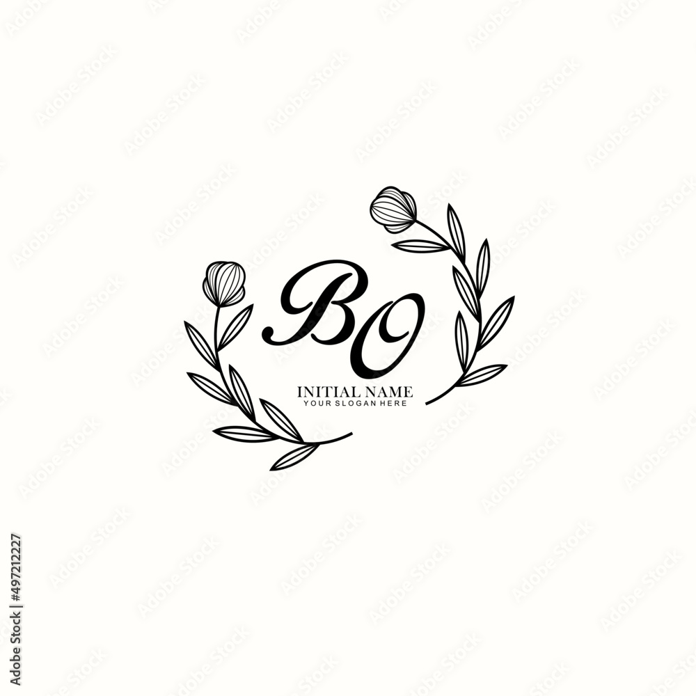 BO Initial letter handwriting and signature logo. Beauty vector initial logo .Fashion  boutique  floral and botanical